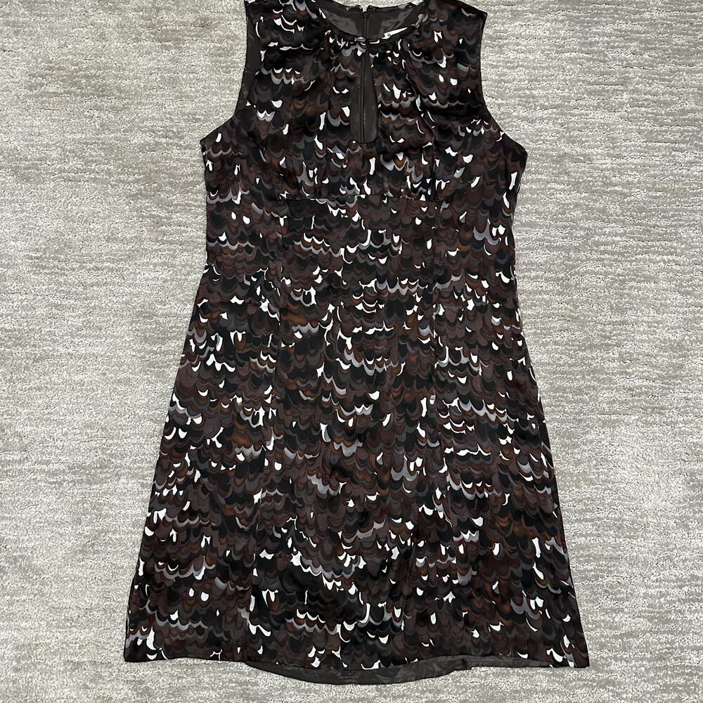 Nanette Lepore Dress Womens 8 Brown Silk Sleeveless A-Line Keyhole Made USA